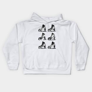 Watercolor Figure Skates (Black) Kids Hoodie